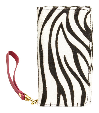Holdit Button Purse Fur Series Universal (4 Card Pockets) - Zebra Strips