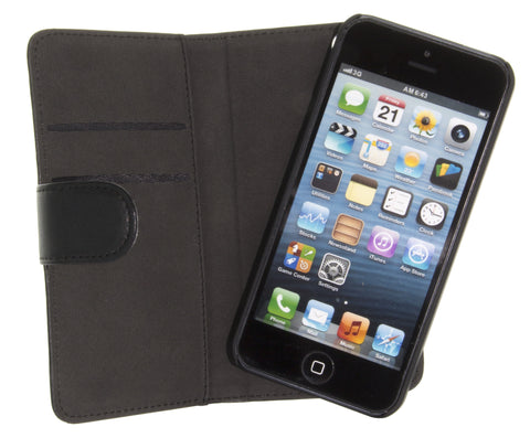 Holdit Genuine Leather Wallet Case Magnet for iPhone 5/5S/5SE (2 Card Pockets)